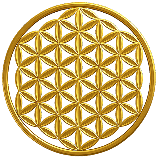 The Flower of Life sacred symbol, a geometric pattern of overlapping circles.
